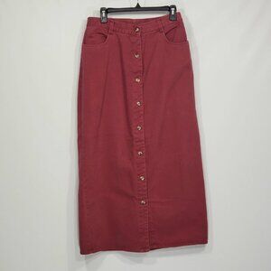 Vintage Red Rover  Red Denim Cotton Maxi Pencil Skirt Size 13 Juniors  Modest